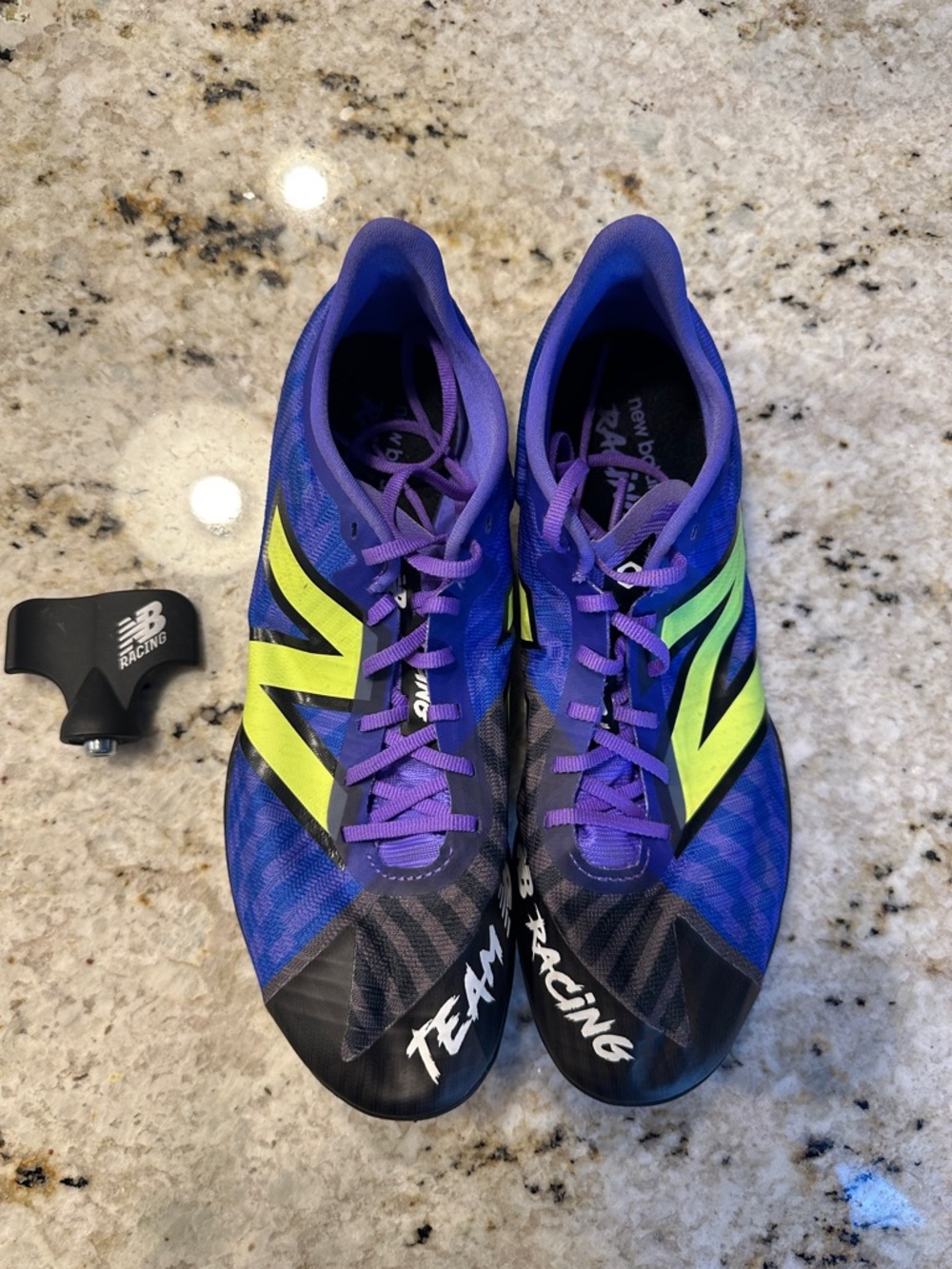 New Balance Purple and Neon Yellow Track Spikes